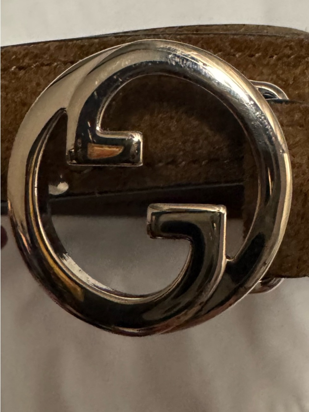 Gucci Tobacco Brown Suede GG Signature Belt with Silver Double G Buckle 85/34 - Picture 8 of 11